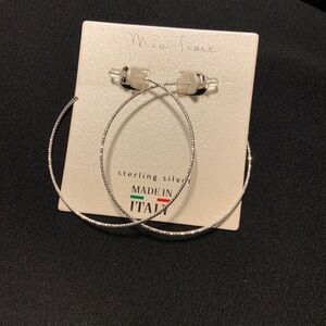 Mia fiore ladies sterling silver made In Italy diamond cut hoop 2.5” earring